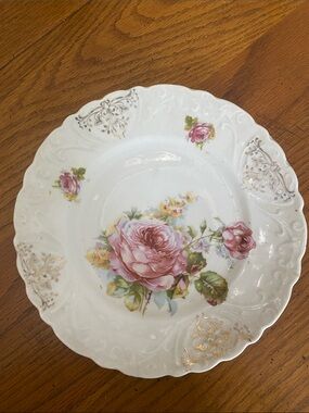 Antique Rose Plate - Marked Germany